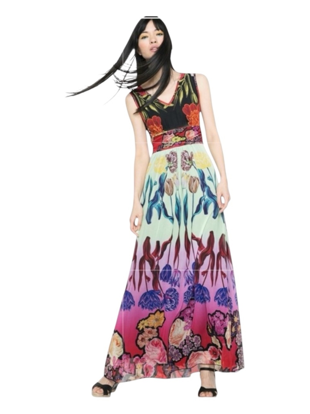 DESIGUAL Helsinki Floral Maxi Dress, Size 6.